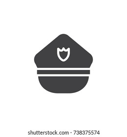 Police hat icon vector, filled flat sign, solid pictogram isolated on white. Symbol, logo illustration.