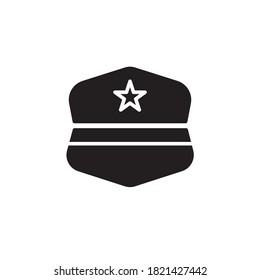 police hat icon vector glyph style design. isolated on white background