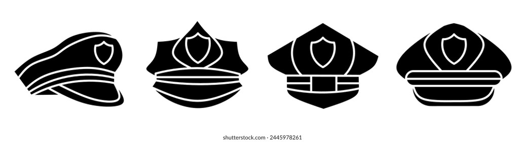 Police hat icon vector illustration collection. Police hat design. Stock vector.