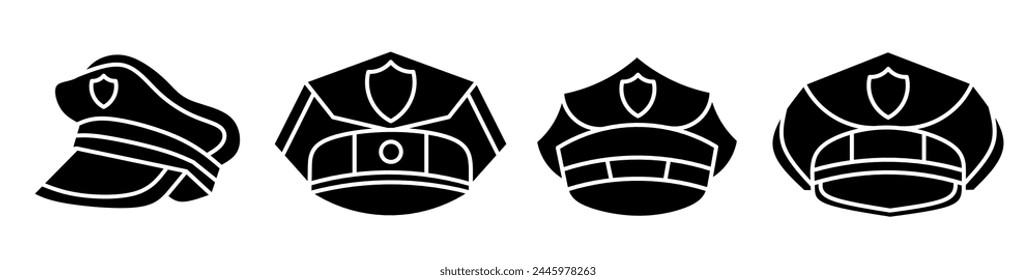 Police hat icon vector illustration collection. Police hat design. Stock vector.