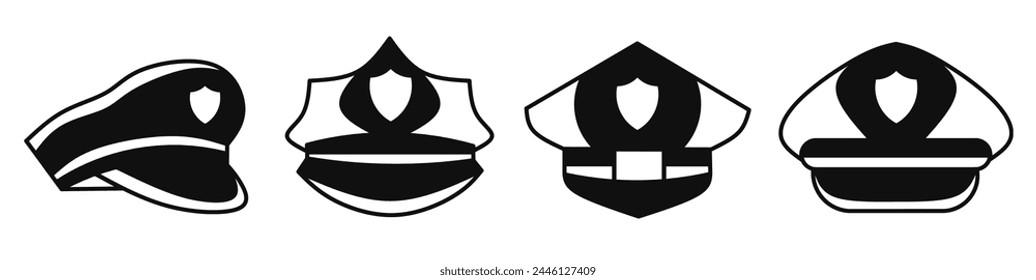 Police hat icon vector illustration collection. Police hat design. Stock vector.