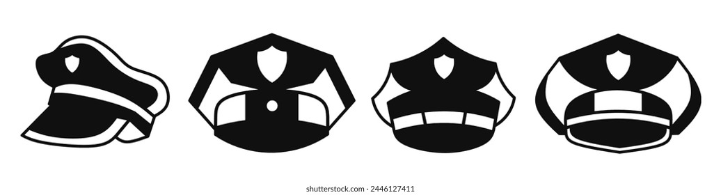 Police hat icon vector illustration collection. Police hat design. Stock vector.