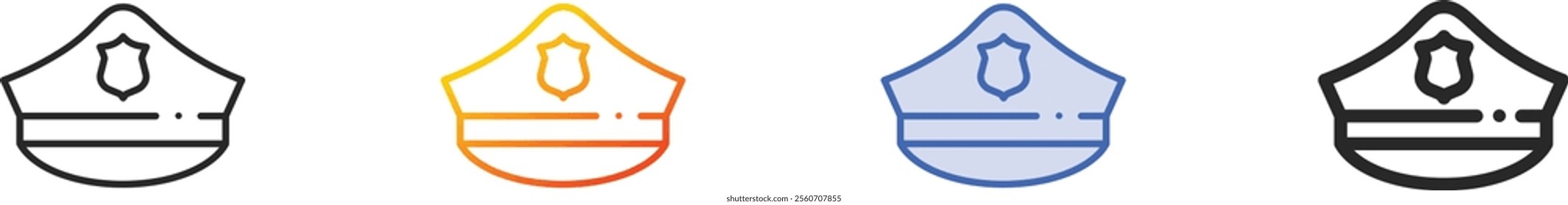 police hat icon.Thin Linear, Gradient, Blue Stroke and bold Style Design Isolated On White Background