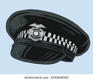 Ilustración del sombrero de policía. Sombrero de policía