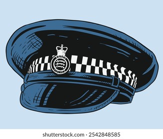 Ilustración del sombrero de policía. Sombrero de policía