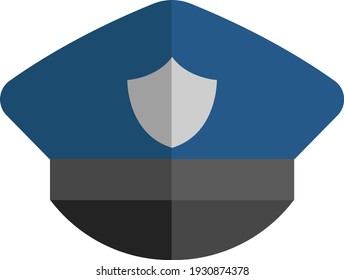 Police hat, illustration, vector on white background.