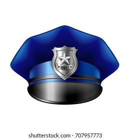 Police hat isolated on white photo-realistic vector illustration