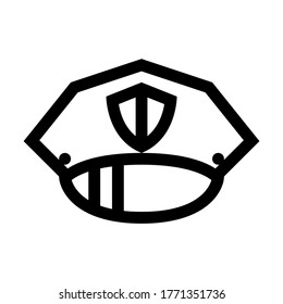 Police Hat. Line Icon With Different Color Background.