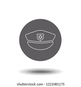 Police hat line icon, outline vector sign, linear style pictogram isolated on white. Symbol, logo illustration.