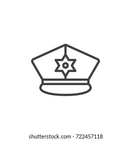 Police hat line icon, outline vector sign, linear style pictogram isolated on white. Symbol, logo illustration. Editable stroke