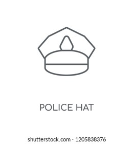 Police hat linear icon. Police hat concept stroke symbol design. Thin graphic elements vector illustration, outline pattern on a white background, eps 10.