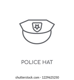 Police hat linear icon. Modern outline Police hat logo concept on white background from law and justice collection. Suitable for use on web apps, mobile apps and print media.