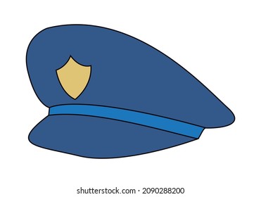 Sombrero de la policía de fondo blanco.