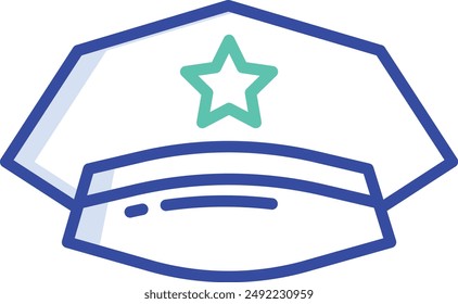 police Hat outline color vector illustration