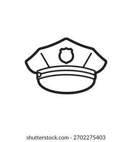 Police hat outline icon vector flat illustration