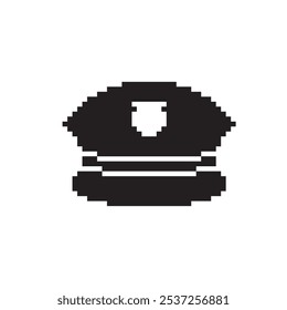 Sombrero de la policía Pixel Art, Ilustración vectorial sobre fondo aislado.