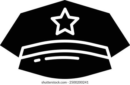 police Hat solid glyph vector illustration