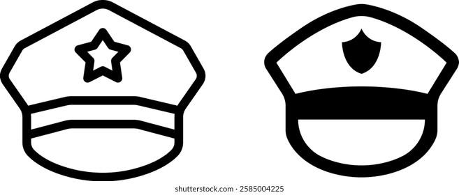 Police Hat Symbol Vector Icon Set