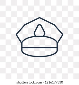 Police hat vector outline icon isolated on transparent background, high quality linear Police hat transparency concept can be used web and mobile