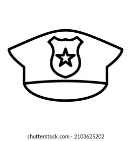 Police hat Vector Outline Icon Isolated On White Background

