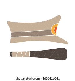 police hats and batons vector design. digital hand drawn style. grain texture
