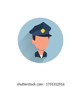 Police head colorful flat icon with long shadow. Police head flat icon