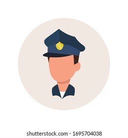 Icono de cabeza plana de la policía. ilustración aislada