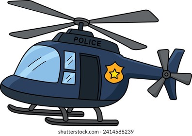 Police Helicopter Cartoon Colored Clipart