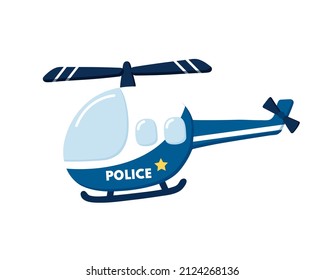 Police Helicopter. Cartoon style. Vector isolated.