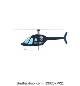 Police Helicopter Icon. Flat Color Design. Vector Illustration.