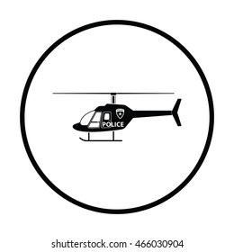 Police helicopter icon. Thin circle design. Vector illustration.
