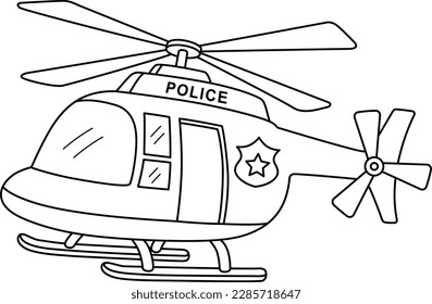 Police Helicopter Isolated Coloring Page for Kids