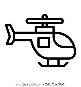 Police Helicopter Vector Line Icon Design