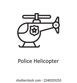 Police helicopter Vector Outline Icon Design illustration. Law Enforcement Symbol on White background EPS 10 File