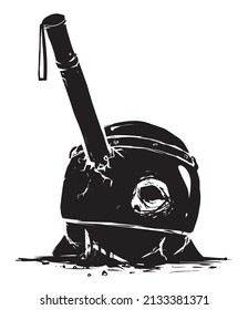 police helmet with a baton in the head vector illustration