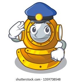 Police helmet diving in the mascot shape