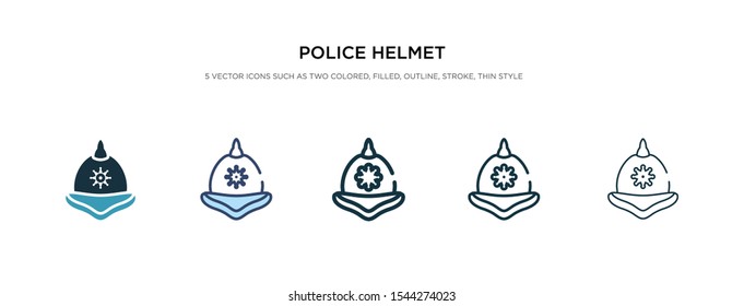 police helmet icon in different style vector illustration. two colored and black police helmet vector icons designed in filled, outline, line and stroke style can be used for web, mobile, ui