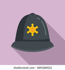 Police helmet icon. Flat illustration of police helmet vector icon for web design