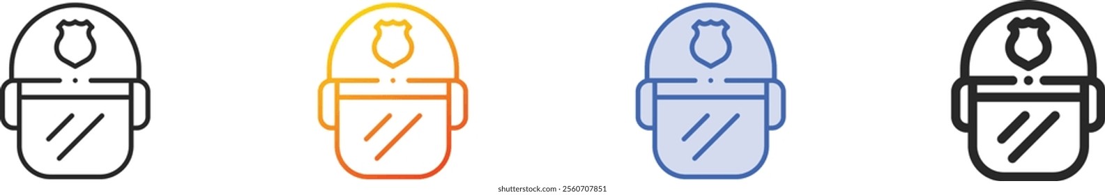 police helmet icon.Thin Linear, Gradient, Blue Stroke and bold Style Design Isolated On White Background