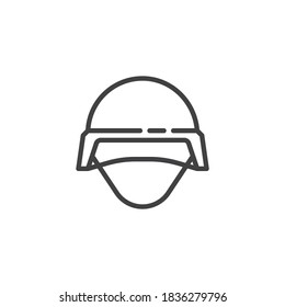 Police helmet line icon. linear style sign for mobile concept and web design. Military helmet outline vector icon. Symbol, logo illustration. Vector graphics