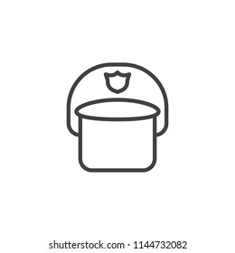 Police helmet outline icon. linear style sign for mobile concept and web design. Military helmet simple line vector icon. Symbol, logo illustration. Pixel perfect vector graphics