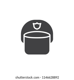 Police helmet vector icon. filled flat sign for mobile concept and web design. Military helmet simple solid icon. Symbol, logo illustration. Pixel perfect vector graphics