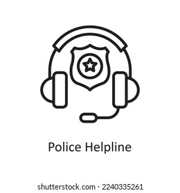 Police helpline  Vector Outline Icon Design illustration. Law Enforcement Symbol on White background EPS 10 File