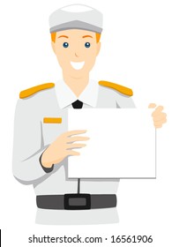 Police Holding Blank Cardboard - Vector