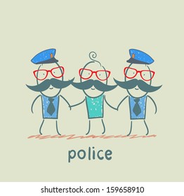 Police holding the offender