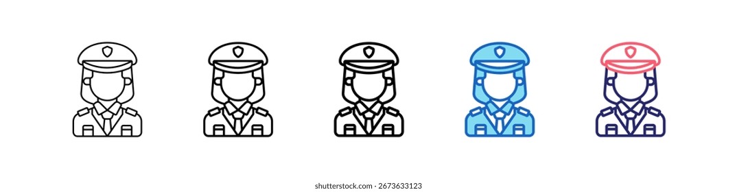 Ícone De Polícia Em 5 Estilos Diferentes Conjunto Coleção.