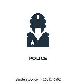 Police icon. Black filled vector illustration. Police symbol on white background. Can be used in web and mobile.