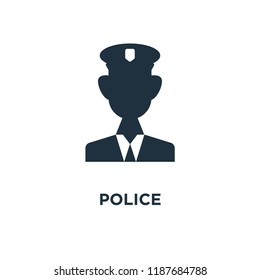 Police icon. Black filled vector illustration. Police symbol on white background. Can be used in web and mobile.