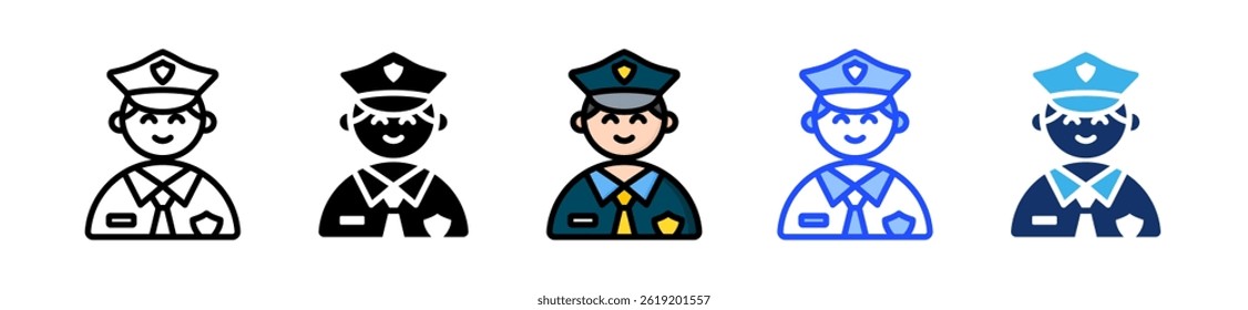 Police Icon Collection With Multiple Styles