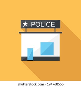 Police icon. Flat design style modern vector illustration. Isolated on stylish color background. Flat long shadow icon. Elements in flat design. 